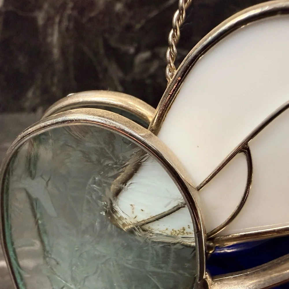 Stained Glass Angel Playing Horn Tea Light Candle Holder